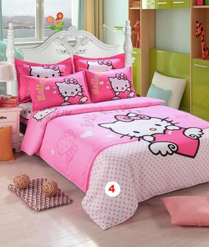 Hello Kitty Bedding Set Children Cotton Bed Sheets Hello Kitty Duvet Cover Bed Sheet Pillowcase - Lusy Store