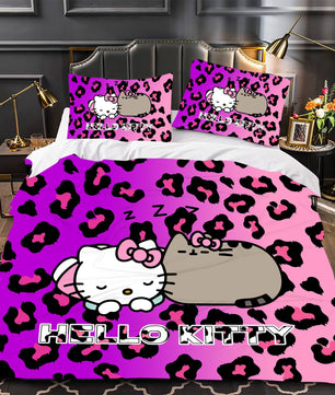 Hello Kitty Bedding Set Children Cotton Bed Sheets Hello Kitty Duvet Cover Bed Sheet Pillowcase - Lusy Store