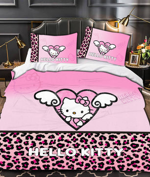 Hello Kitty Bedding Set Children Cotton Bed Sheets Hello Kitty Duvet Cover Bed Sheet Pillowcase - Lusy Store