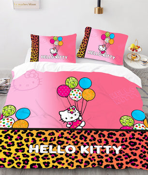 Hello Kitty Bedding Set Children Cotton Bed Sheets Hello Kitty Duvet Cover Bed Sheet Pillowcase - Lusy Store