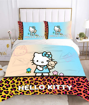 Hello Kitty Bedding Set Children Cotton Bed Sheets Hello Kitty Duvet Cover Bed Sheet Pillowcase - Lusy Store