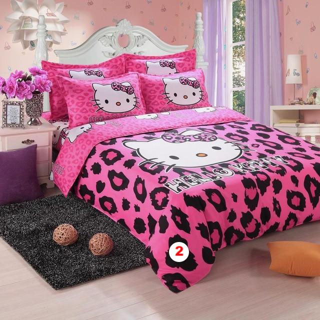 Hello Kitty Bedding Set Children Cotton Bed Sheets Hello Kitty Duvet Cover Bed Sheet Pillowcase - Lusy Store