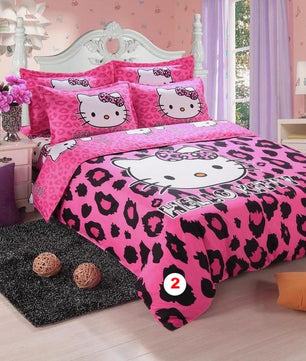 Hello Kitty Bedding Set Children Cotton Bed Sheets Hello Kitty Duvet Cover Bed Sheet Pillowcase - Lusy Store