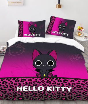 Hello Kitty Bedding Set Children Cotton Bed Sheets Hello Kitty Duvet Cover Bed Sheet Pillowcase - Lusy Store