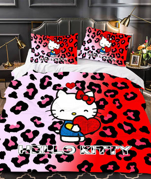 Hello Kitty Bedding Set Children Cotton Bed Sheets Hello Kitty Duvet Cover Bed Sheet Pillowcase - Lusy Store