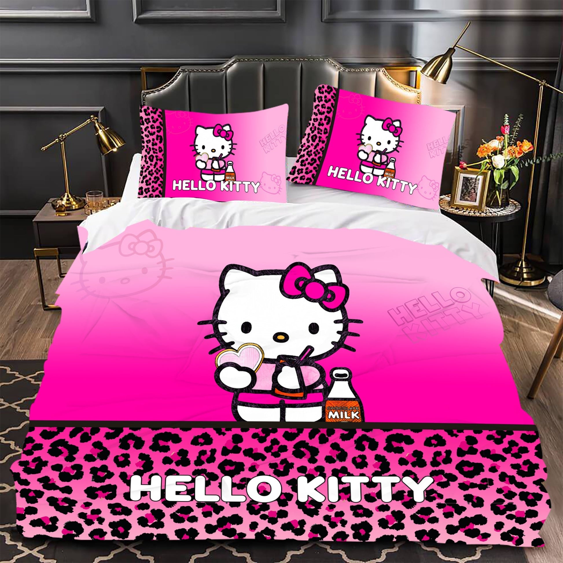 Hello Kitty Bedding Set Children Cotton Bed Sheets Hello Kitty Duvet Cover Bed Sheet Pillowcase - Lusy Store