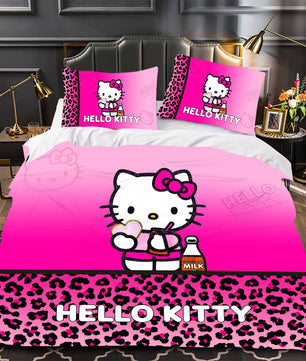 Hello Kitty Bedding Set Children Cotton Bed Sheets Hello Kitty Duvet Cover Bed Sheet Pillowcase - Lusy Store