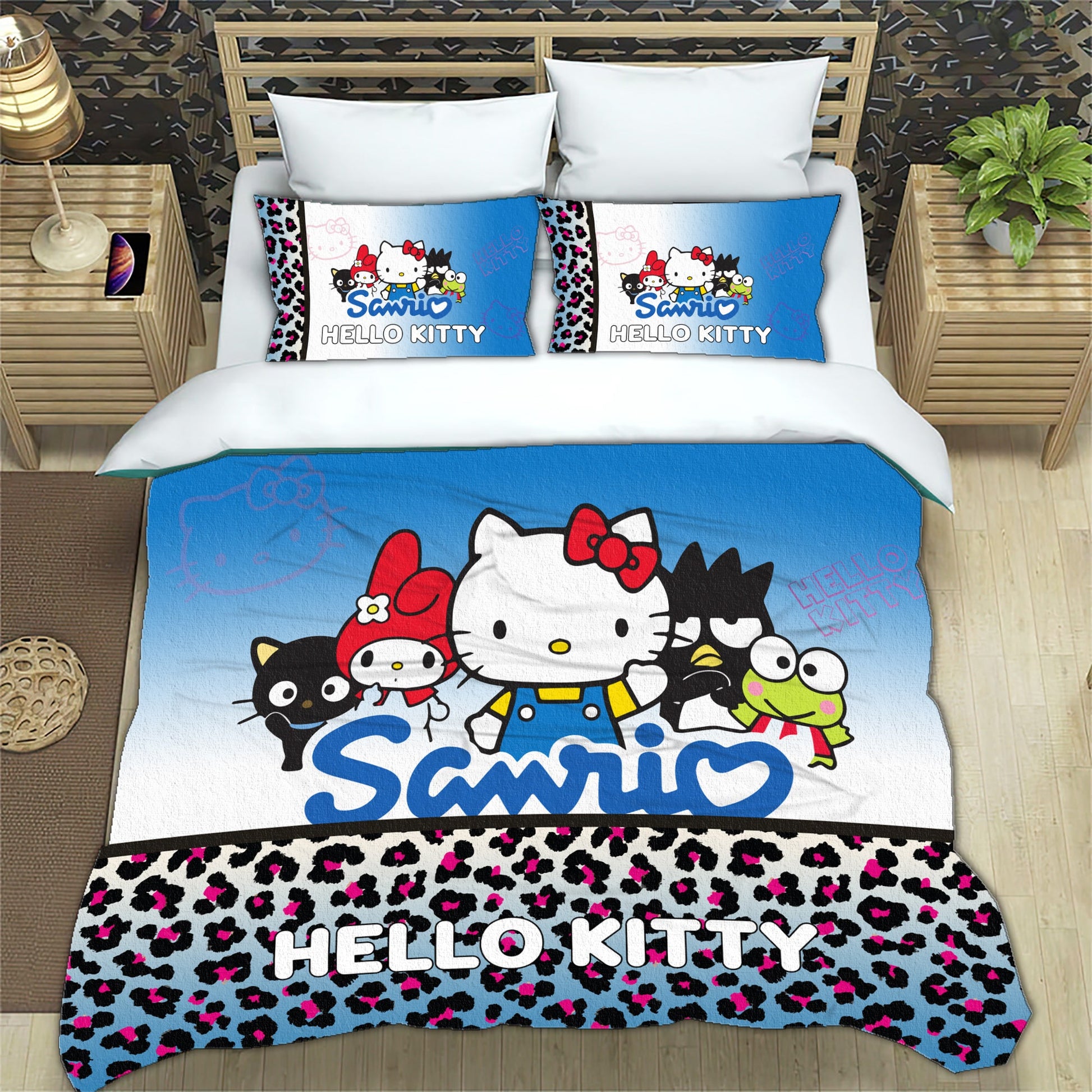 Hello Kitty Bedding Set Children Cotton Bed Sheets Hello Kitty Duvet Cover Bed Sheet Pillowcase - Lusy Store