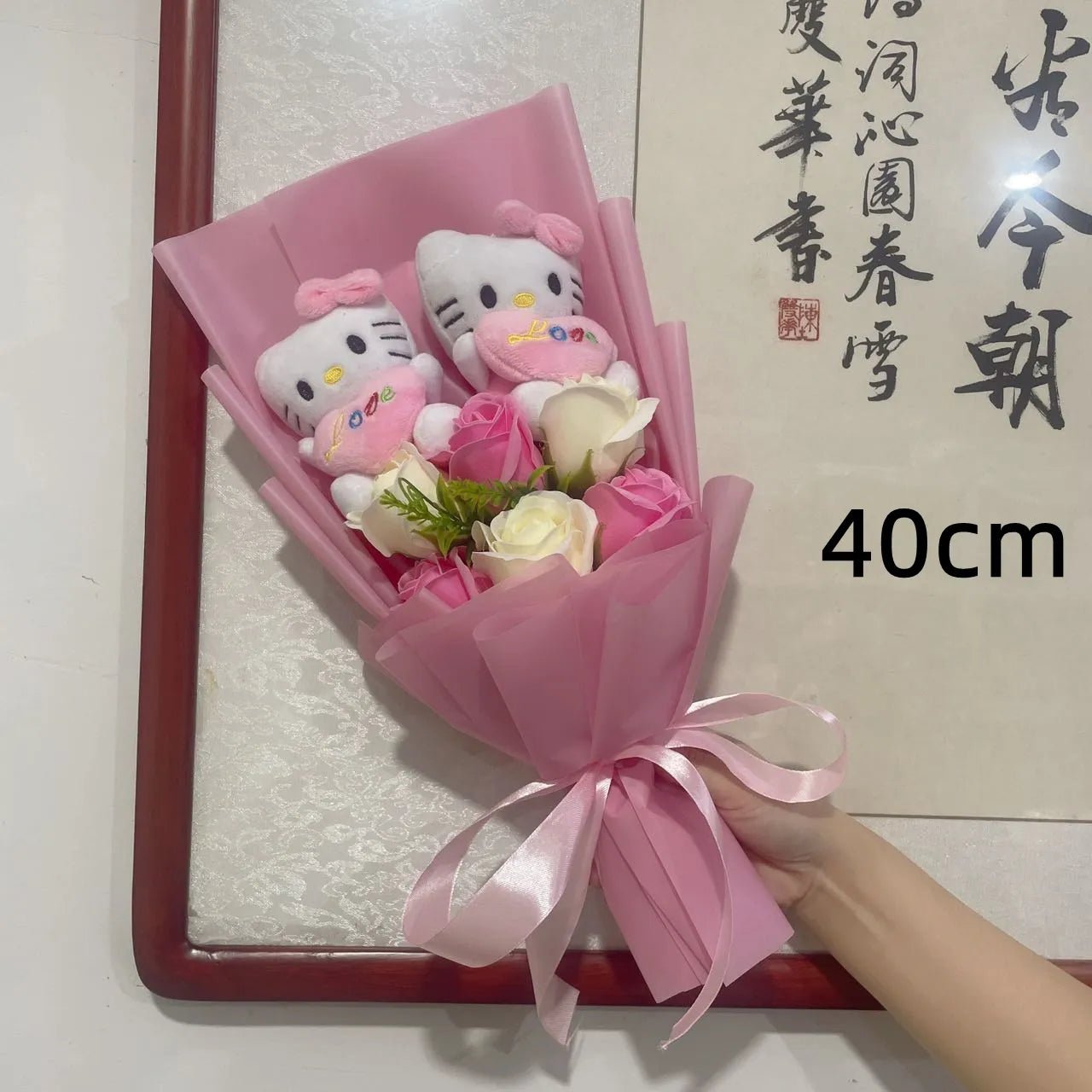 Hello Kitty Bouquet Kawaii Cat Plush Dolls Rose Soap Flowers Graduation Gifts - Lusy Store LLC