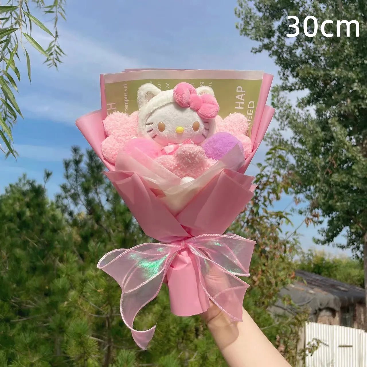 Hello Kitty Bouquet Kawaii Cat Plush Dolls Rose Soap Flowers Graduation Gifts - Lusy Store LLC