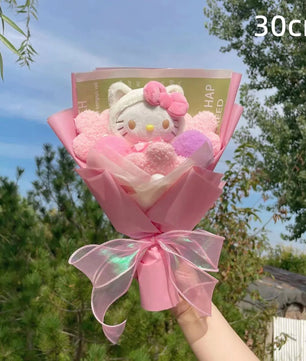 Hello Kitty Bouquet Kawaii Cat Plush Dolls Rose Soap Flowers Graduation Gifts - Lusy Store LLC