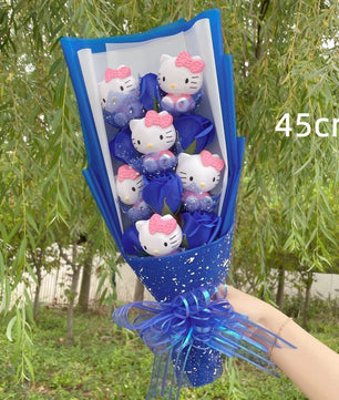 Hello Kitty Bouquet Kawaii Cat Plush Dolls Rose Soap Flowers Graduation Gifts - Lusy Store LLC