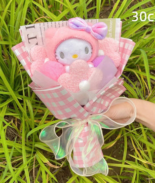 Hello Kitty Bouquet Kawaii Cat Plush Dolls Rose Soap Flowers Graduation Gifts - Lusy Store LLC