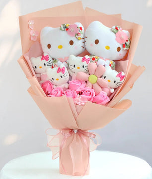 Hello Kitty Bouquet Sanrio Kawaii Plush Toy Soft Stuffed Graduation Birthday Gifts - Lusy Store LLC