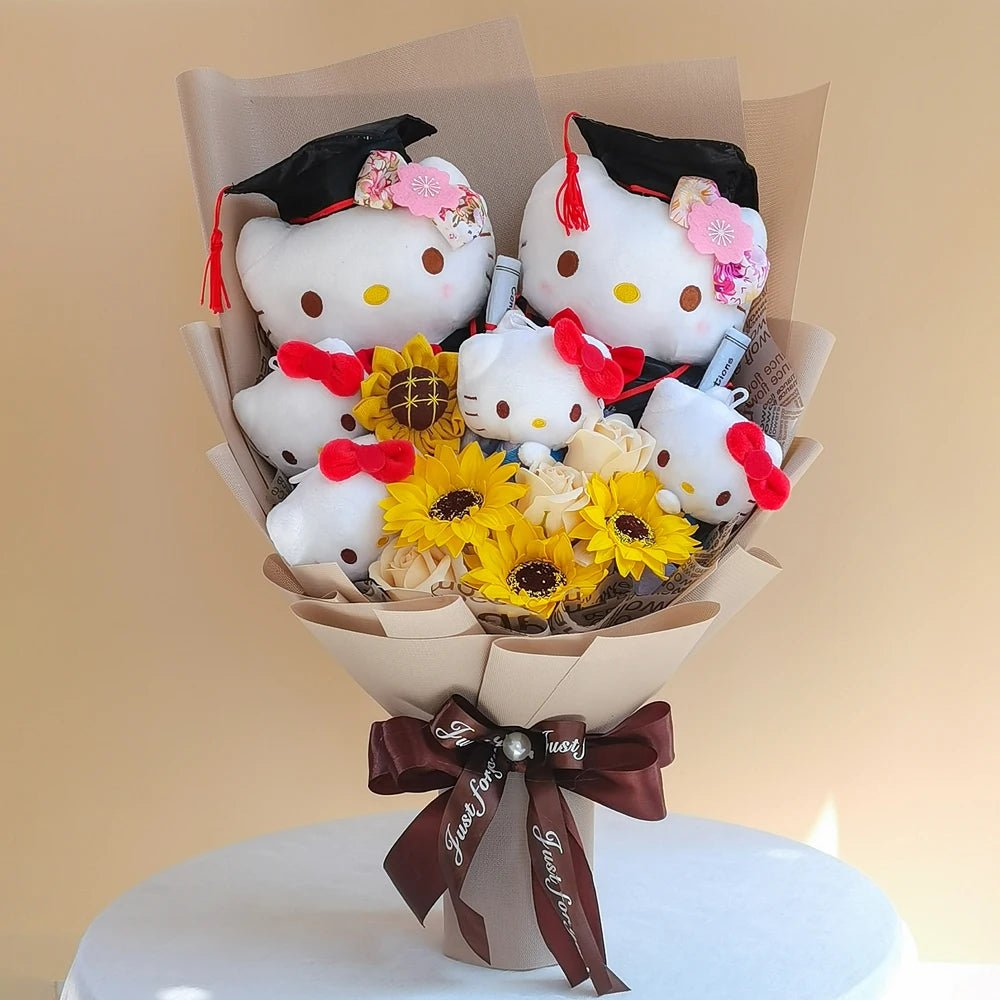 Hello Kitty Bouquet Sanrio Kawaii Plush Toy Soft Stuffed Graduation Birthday Gifts - Lusy Store LLC