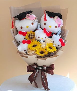 Hello Kitty Bouquet Sanrio Kawaii Plush Toy Soft Stuffed Graduation Birthday Gifts - Lusy Store LLC