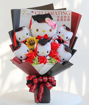 Hello Kitty Bouquet Sanrio Kawaii Plush Toy Soft Stuffed Graduation Birthday Gifts - Lusy Store LLC