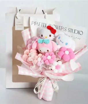 Hello Kitty Bouquet Sanrio Kawaii Plush Toy Soft Stuffed Graduation Birthday Gifts - Lusy Store LLC