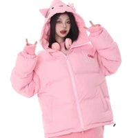 Hello Kitty Coat Hooded Cotton Soft Versatile Korean Version Loose Padded Jackets Y2k Kawaii Women Clothes - Lusy Store LLC