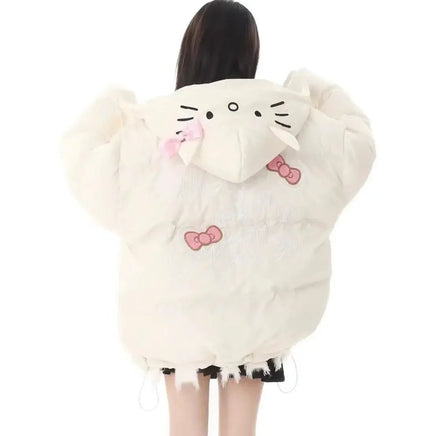 Hello Kitty Padded Cotton Clothes Thickened Warm Loose Coat for Women Girls - Lusy Store LLC