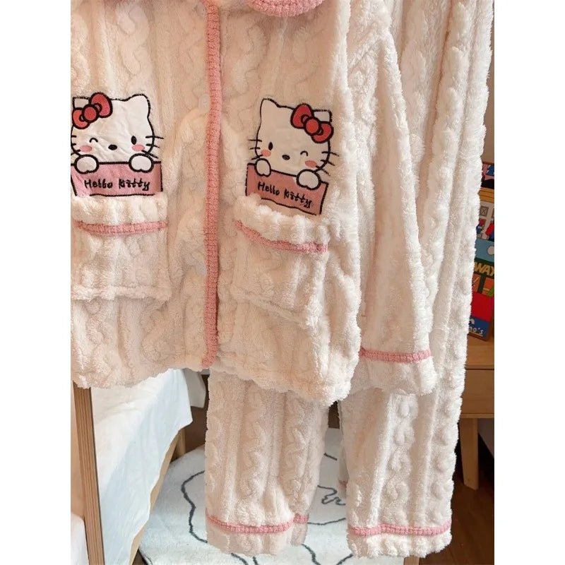 Cinnamoroll Pajamas Kawaii Pyjama Set Female Velvet Cute Anime Sleepwear Pjs  New