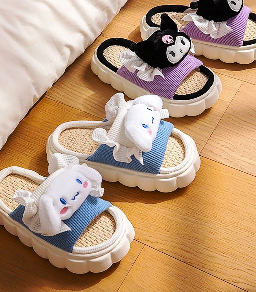 Sanrio Hello Kitty Slippers Women Sandalias Breathable Cotton Linen Home  Shoes Y2k New Slippers Kawaii Cartoon Fashion Sandals - AliExpress