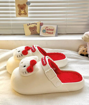 Hello Kitty Slippers Cute Cotton Women Y2k Waterproof Home Plush Shoes Anime Sweet Girls Warm Shoes - Lusy Store LLC
