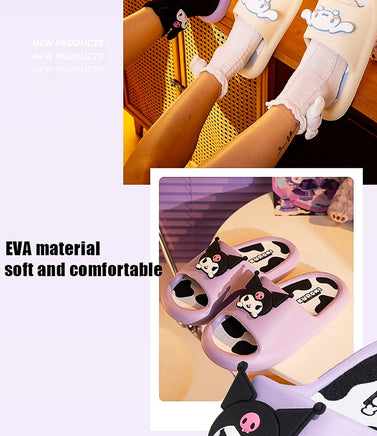 Hello Kitty Slippers Kuromi Flip Flops Home Outdoor Anti-sli Shoes Soft S78 - Lusy Store