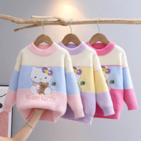 Hello Kitty Sweater Girls Kawaii Childrens Mink Fleece Thickened - Lusy Store LLC