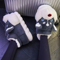 Husky Slippers Cute Plush Couple Man Fluffy Slippers House Shoes Indoor and Outdoor Anti-Slip - Lusy Store LLC