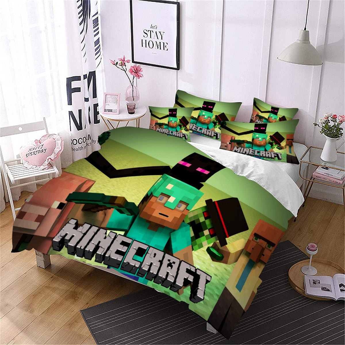 Minecraft Bed Sheets Steve Minecraft Planet Twin Full Queen King Bed S