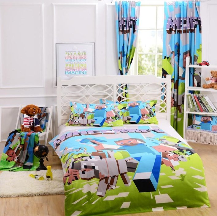 Minecraft bedding sets microfiber blue kids bedding sets twin size - full size - queen size - Lusy Store