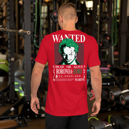 One Piece t-shirt unisex staple Wanted Roronoa Zoro cotton soft t-shirt - Lusy Store LLC