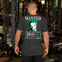 One Piece t-shirt unisex staple Wanted Roronoa Zoro cotton soft t-shirt - Lusy Store LLC