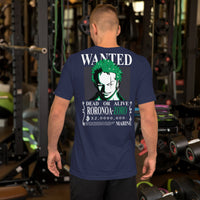 One Piece t-shirt unisex staple Wanted Roronoa Zoro cotton soft t-shirt - Lusy Store LLC