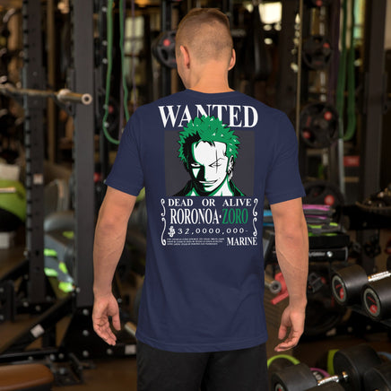 One Piece t-shirt unisex staple Wanted Roronoa Zoro cotton soft t-shirt - Lusy Store LLC