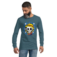 One Piece unisex long tee Portgas D Ace cotton - Lusy Store LLC
