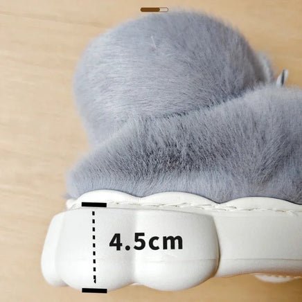 Plush Slippers Cotton Warm Shoes Plush Lining Indoor Couple Slides Platform High Top Home Slippers - Lusy Store LLC