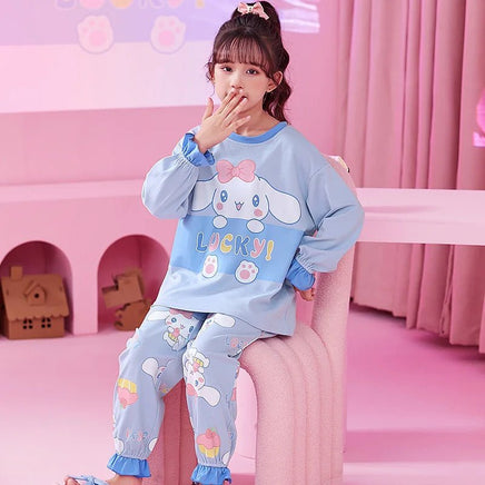 Kawaii Sanrio Hello Kitty Pajama Suit Cartoon Anime Women Soft Casual  Sleepwear Sweet Long Sleeve Home Clothes Girl Gift - AliExpress