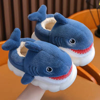 Shark Slipper Woman Childrens Cotton Indoor Shoes Warm Plush Fluffy Soft Cloud - Lusy Store LLC