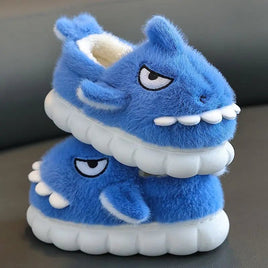 Shark Slippers Baby Shoes Child Angry Mother Kids Home Fur Slides Boy Girl Warm Plush Boot - Lusy Store LLC