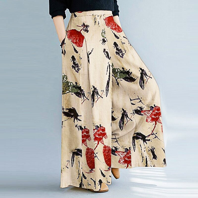 Women Clothing Women's Loose And Casual Pants Vintage Printed Wide Leg  Pants Casual Pants for Women Rayon Green
